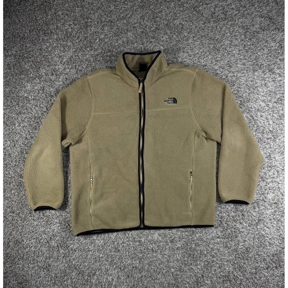 The North Face Peak Fleece Sherpa Full Zip Jacket Beige Men's Size 2XL